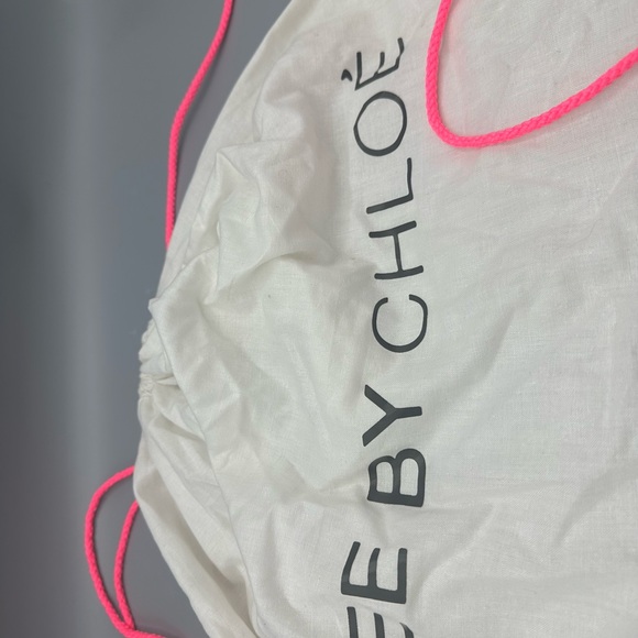 SEE BY CHLOÉ White Cotton Dustbag Pink Drawstring “16 x 16.5” - Picture 6 of 7